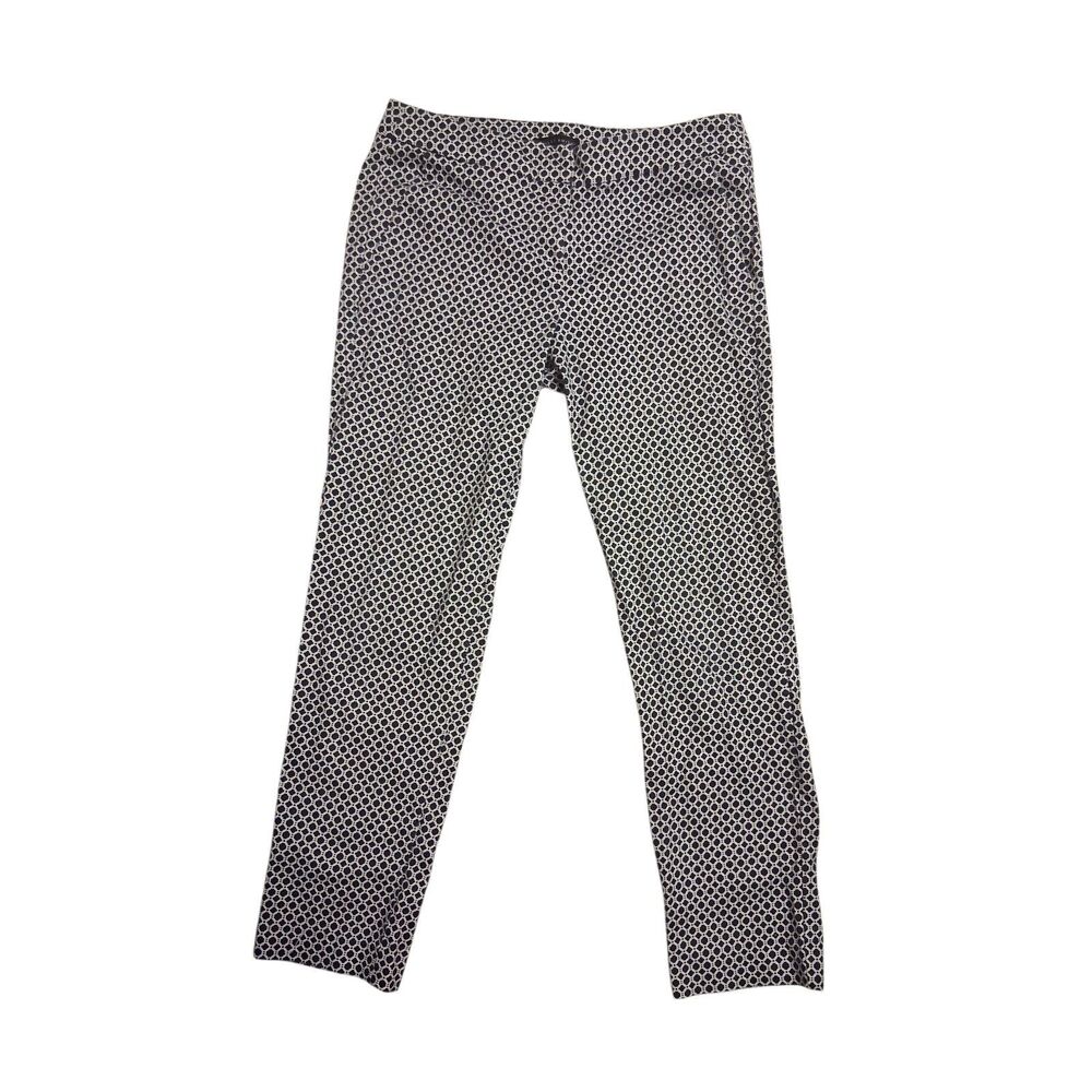 Willi Smith Navy & White Geometric Print Pants Women’s Size 8 EUC Cotton Blend
